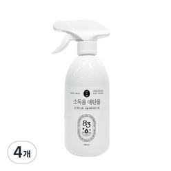 정말싫다세균 소독용 에탄올 스프레이 500ml, 4개