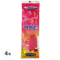 마미손 고무장갑 플라워, 핑크, 4개, 중(M)