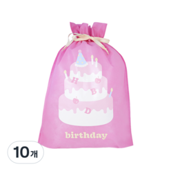 도나앤데코 생일축하해 선물 포장 주머니 부직포백 6호 40 x 50 cm, 002 3단케이크, 10개