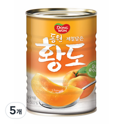 동원 황도 슬라이스 복숭아 통조림, 400g, 5개