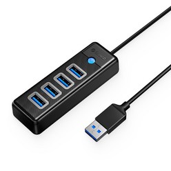 오리코 A타입 4포트 5Gbps USB3.0 허브 PW4U-U3, 블랙