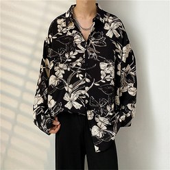 남성용 PDS 패션 꽃 패턴 시크 셔츠