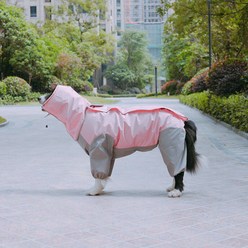 도그월드 반려동물 소형견 중형견 대형견 올인원 우비, 핑크