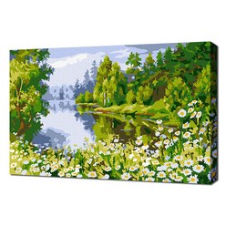 에코솔 셀프페인팅 미니 강가의 꽃밭 풍경 DIY 풍경화그리기 20 x 30 cm, 14색