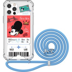 아이컬러즈 디즈니 시티 트래블 투명 방탄 강화 목걸이 휴대폰 케이스