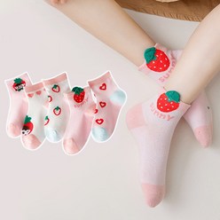 아이뿜 딸기와 소녀 여아용 아동양말 5종세트 CS123