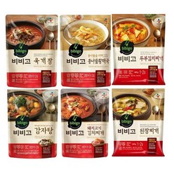 hj마켓 CJ 비비고 찌개 6종~된장찌개+감자탕+돼지고기김치찌개+두부김치찌개+육계장+알탕~1set 수요급증으로 구성품이 조금변경될수 있습니다., 1세트