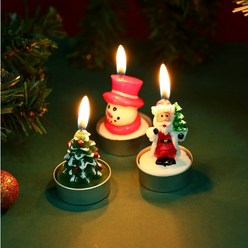 3개입 크리스마스 트리 캔들 산타 초 세트 파티초 특이한 초 귀여운 초 케이크 초 데코 초, 산타 초 3개입