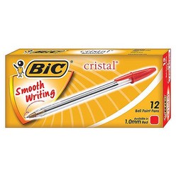 BIC 크리스탈볼펜 1.0mm/적/12개입 오피스용품/회사용품/회사비품/사무실비품/필기도구/학생볼펜/매직/마카/형광팬/사인펜, 상세페이지 참조