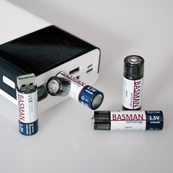 바스맨 USB 충전식 리튬이온 건전지 AA, 1개, 4개입
