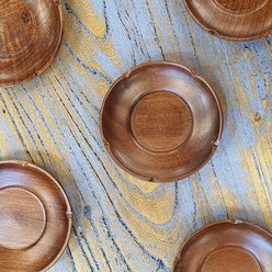 보산토기 원목으로 만든 이케아의 컵받침보다 저렴한 원목 나뭇잎 차탁 다탁 컵받침 찻잔받침 1p, 1개