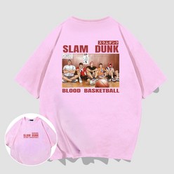 슬램덩크 단체샷 반팔 프린팅 티셔츠 라운드넥 씹덕티셔츠 오버핏 빈티지 빅사이즈