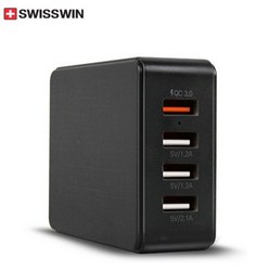 스위스윈 USB 4포트 분리형 급속 QC 3.0 가정용 충전기 팝폰 4in1 도난방지용 멀티충전기, 스위스윈4포트멀티급속충전기, 1개