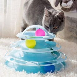 4단 트랙 캣토이 디스크볼 (파랑) 서킷 장난감공 반려묘 트랙장난감 고양이공 트랙토이 놀이, 상세페이지 참조