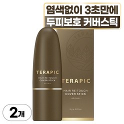 테라픽 헤어 리-터치 커버스틱 8g, 브라운, 2개