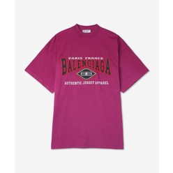 국내매장용 (국내정품) 발렌시아가 공용 엠브로이더드 로고 반소매 티셔츠 핑크 694576TMVA90556 숏슬리브 694576TMVA90556SS22