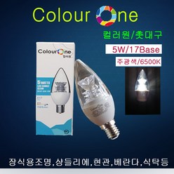 LED전구 촛대구5W(E17) 주광색(투명) 샹들리에 소형 미니전구 램프, 1개