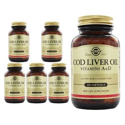 솔가 [6개 SET] 대구간유 코드리버 오일 비타민 A D 100정 (소프트젤) Cod Liver Oil Softgels Vitamin & (100softgel), 1개