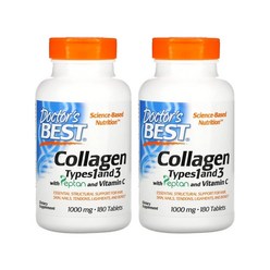닥터스베스트 Doctor's Best Collagen Types 1 and 3 with Vitamin C 닥터스 베스트 콜라겐 타입 & 1000 mg 180개입, 1개, 2개묶음(5%할인)