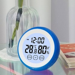 구우스 LCD 온도 습도 벽 탁상 겸용 터치스크린 알람 시계, 블루