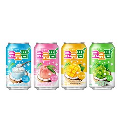 코코팜 340ml 4종 (포도(6캔) + 요구르트(6캔) + 피치핑크(6캔) + 망고코넛(6캔)), 24캔, 355ml