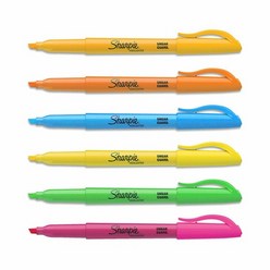 샤피 포켓 형광펜(녹색*블루*오렌지*진노랑*핑크), 1개, 진노랑