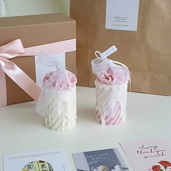 페페무드 카네이션 캔들 2종 선물 세트(쇼핑백 포함), 핑크A+핑크B(블랙체리향)
