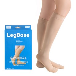 레그베이스 의료용 압박스타킹 무릎형 발막힘 베이지색, 1세트