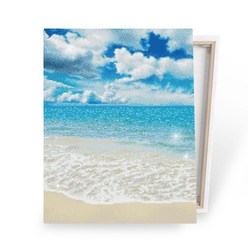 아이러브페인팅 DIY 비즈 큐빅 보석 십자수 캔버스형 푸른 바다 40X50, 단품, 단품