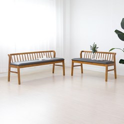 라로퍼니처 그라나다 고무나무 원목 2인용 식탁 방석 벤치 의자 2인 밴치, 방석벤치