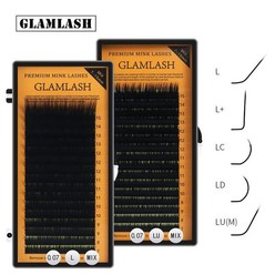 GLAMLASH L/L+/LC/LD/LU/M 컬 밍크 속눈썹 연장 16행/트레이 믹스 매트 블랙 개별 N/L 컬 메이크업 가짜 속눈썹, [04] LU, [02] 0.10mm, [03] 10mm