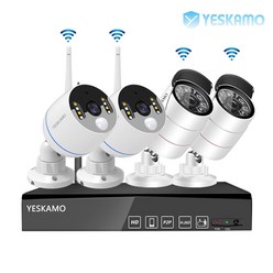 YESKAMO 예스카모 무선 보안 CCTV 카메라 세트 8채널 300만화소 실내외겸용 스마트 방범카메라, KR-TJ06-NK10804-2TB -세트4