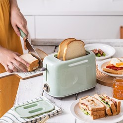 에이비씨벅스 자동 토스트기계 아침 해결 다기능 토스트기 미니오븐 식빵토스트기2구, 그린