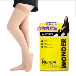 원더워크 의료용압박스타킹 허벅지형/발막힘 베이지색, 1개, 허벅지형
