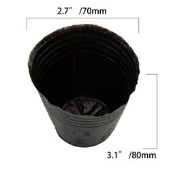 100PCS 검은 보육 냄비 플라스틱 성장 컨테이너 야채 즙이 많은 식물 꽃 모종 트레이 정원 용품, 7x8cm