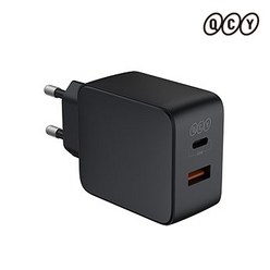 QCY GaN PD 65W 미니 고속충전기 C타입 USB 2포트 맥북 아이패드 노트북 고속충전, 1개, 블랙