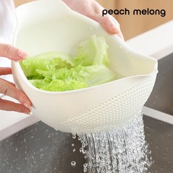 피치멜롱 쌀씻는볼 쌀세척볼 다용도 믹싱볼 과일 야채 쌀씻기 도구 쌀씻는통 쌀바가지 채반 그릇, 핑크, 1개