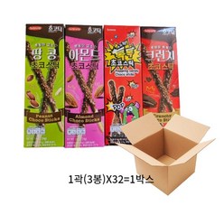 왕빼빼로 초코스틱(3봉입)X32 (1박스) (와자작톡톡 크런키 땅콩 아몬드), 크런키 초코스틱(1박스), 1박스