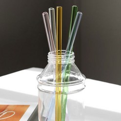 대롱 내열 유리 빨대 3P 세트 글라스 스트로우 주방 인테리어소품 디자인 아이디어 상품, 커브형 투명