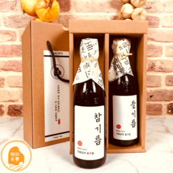 해피유통 참기름+들기름 350ml 선물세트, 통깨 100% 참기름+들기름 350ml 선물세트, 1개