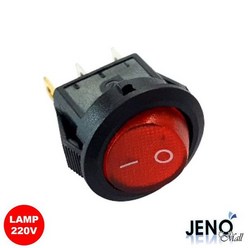 제이큐 스위치 전기용품 로커 원형 AC LAMP 2단 3핀 220V 레드 HAS0105 X ( 10매입 ), 로제썸 1, 1개