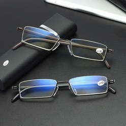 메이 플라워 메탈 안티 블루 라이트 남성 하프 프레임 처방 안경 남성 TR90 안경 케이스 óculos