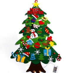 윈디즈 크리스마스 벽트리 만들기 벽걸이트리 부직포 미니 장식 와이어 전구포함, 크리스마스 트리(와이어 전구 포함)