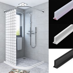 B&M 샤워부스 물막이 실리콘 물막이 건식 욕실 물튐방지 물때 방지 비엔엠, 고급형 (5cm), 블랙, 5M (실리콘증정), 1개