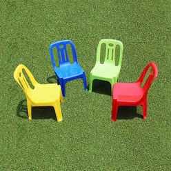 용궁 미니등받이의자 플라스틱 야외용 실내용 유아용 의자 4가지 색상 캠핑용의자, 노랑, 1개