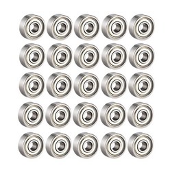 25pcs 608 zz 볼 베어링 608zz 금속 이중 차폐 된 미니어처 깊은 그루브 스케이트 보드 볼 베어링 (8mm x 22mm x 7mm), 하나, 은, 25개