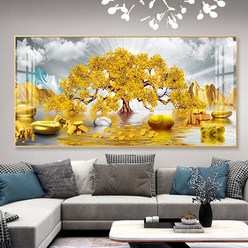 돈나무 보석십자수 금전수 와이드 재물운 황금나무 비즈 큐빅 전체수, 100x50cm