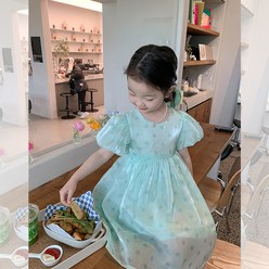 에모베베 어린이 민소매 공주 치마 소녀 수정사 달콤한 포인트 원피스 2022 여름
