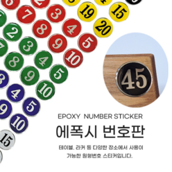 힘찬쇼핑_ 에폭시 번호판35 원형번호스티커 테이블/라커 번호, 흰색 11-20, 1세트