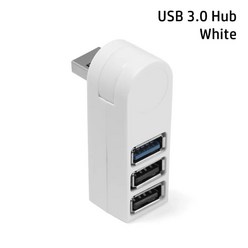 USB 허브 범용 미니 회전식 3 포트 usb 3.0 고속 데이터 전송 스플리터 박스 어댑터 usb 확장기 pc 노트북 macbook pro, 흰색 USB 3.0 허브